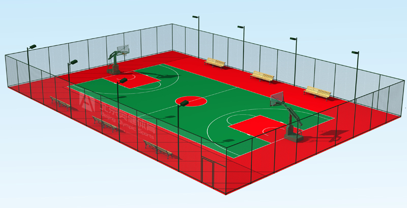 澳门尼威斯人网站8311PU塑胶篮球场地面铺装效果图